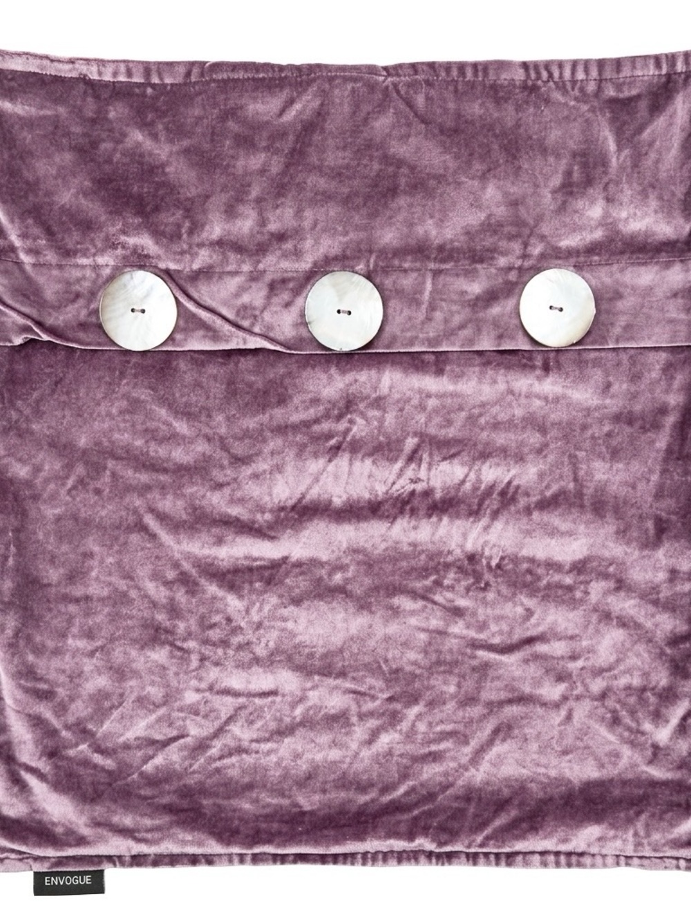 Envouge Plum Velvet Pillow Sham 18"x18" Like New Pearl Button Accents